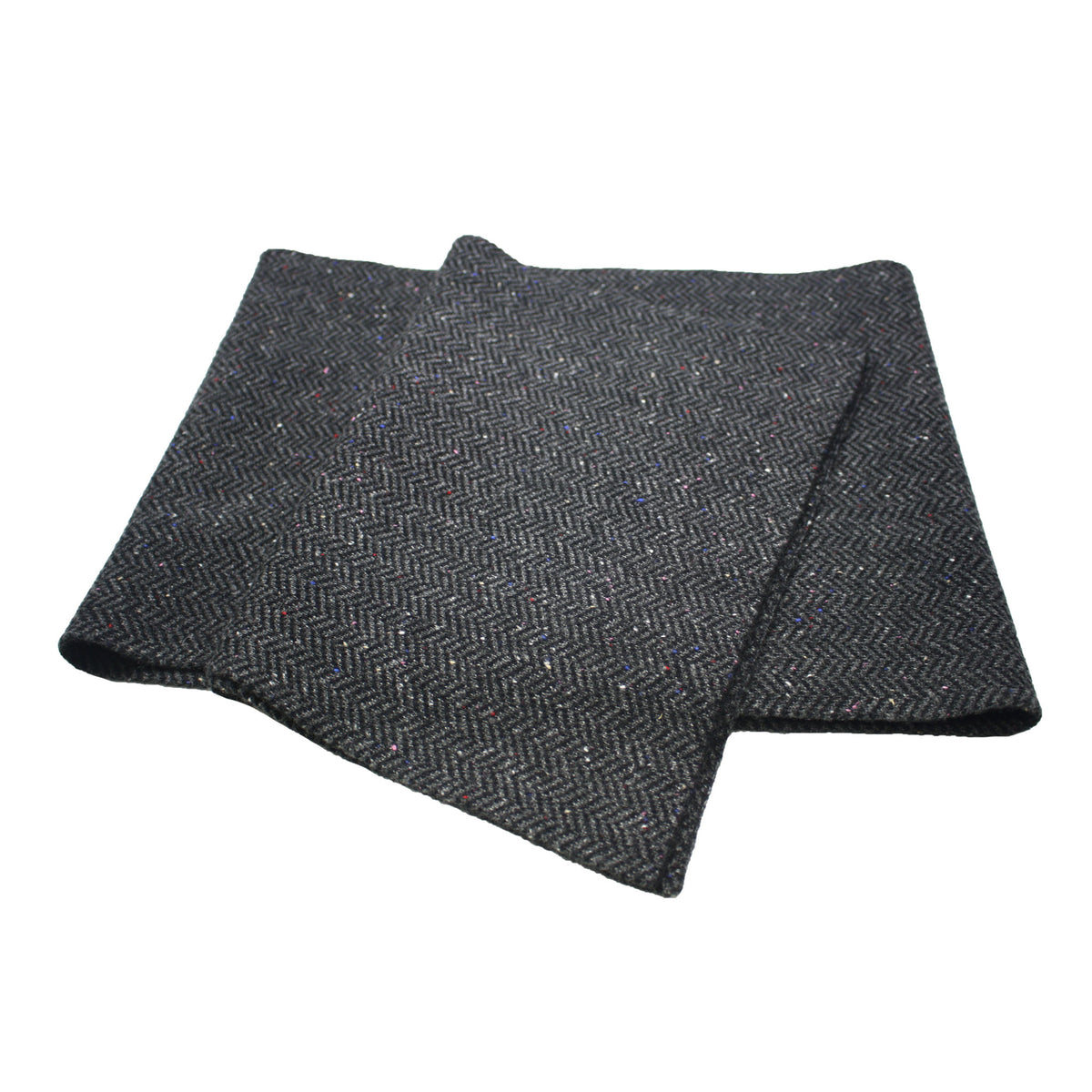 Herringbone donegal knitted Cashmere Scarf Kembla Grey Blue - Hommard