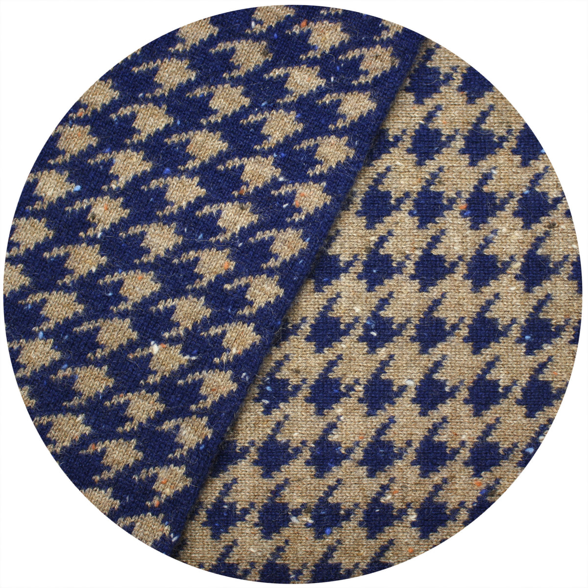 Hounds Tooth knitted Cashmere Scarf Kotara Camel Blue - Hommard