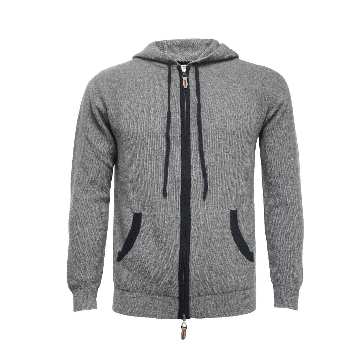 Silver Grey Men's Cashmere Hooded Zipper Sweater Nowra - Hommard