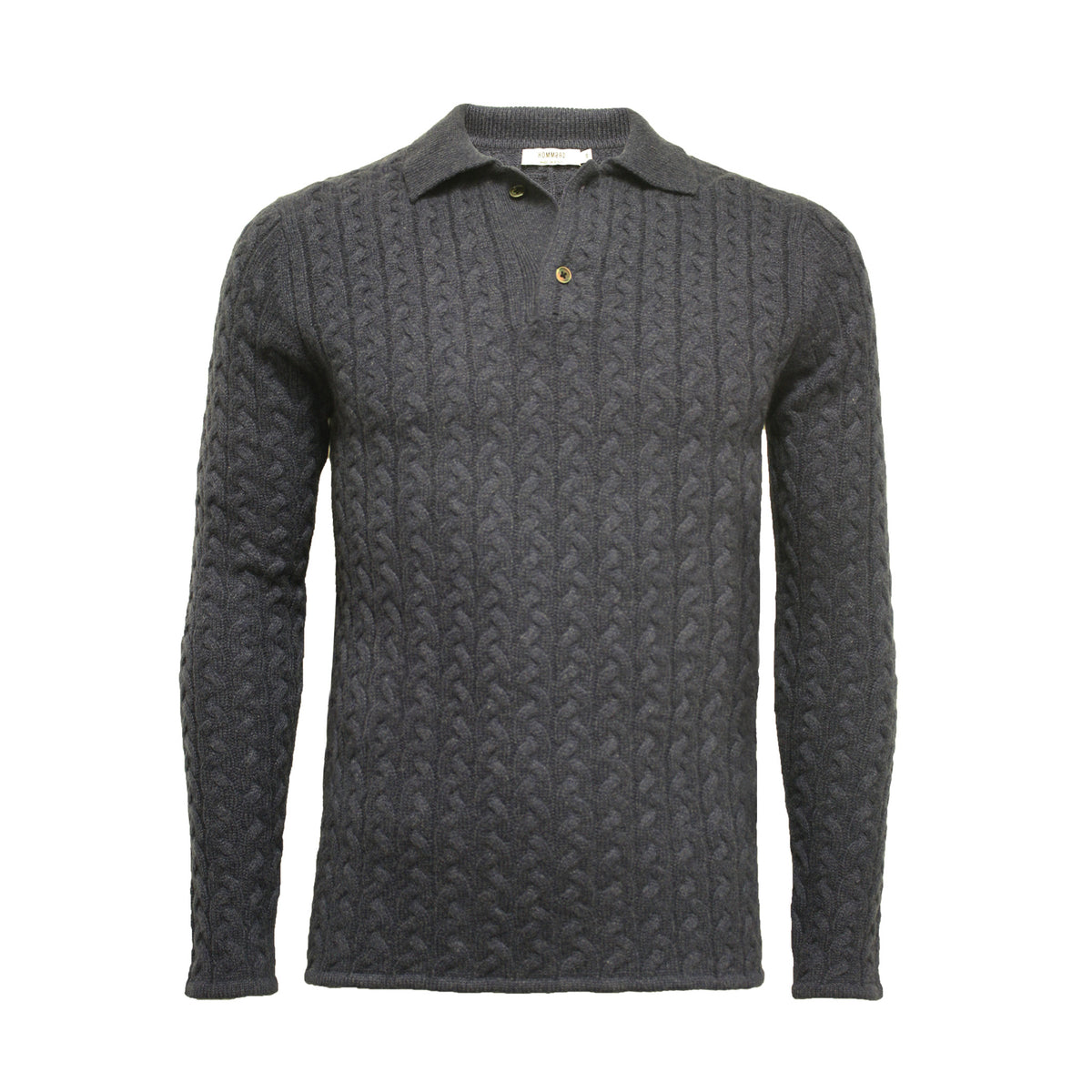 Men´s Cashmere Sweater Polo Neck Cable Moruya - Hommard