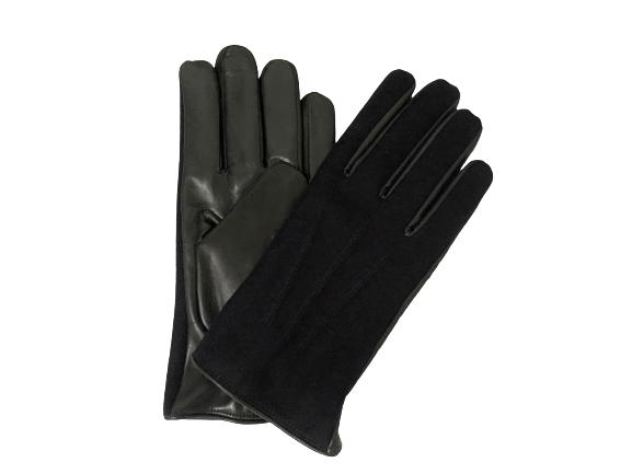 Grey Nappa Leather Gloves with Wool half