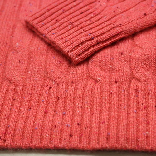 Cashmere Crew Neck Cable Sweater Debutante Donegal detail