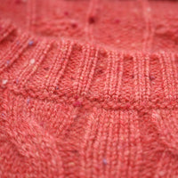 Cashmere Crew Neck Cable Sweater Debutante Donegal neck detail