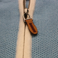 Glacier Blue Men´s Cashmere Zip Neck Sweater Verbier in pique stitch zipper puller