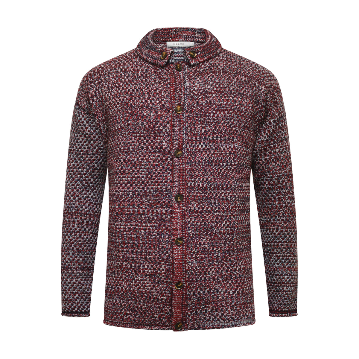 Cashmere Melange Knitted Over Shirt Rouret in Red Navy Blue