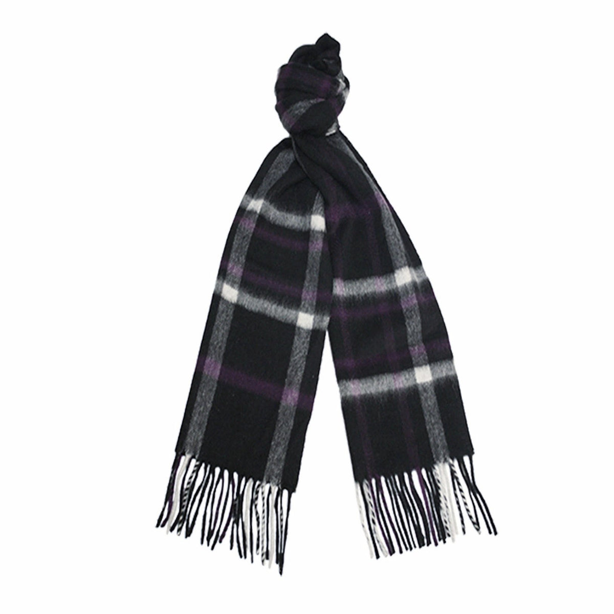 Black Grey Purple Cashmere Woven Check Scarf - Hommard