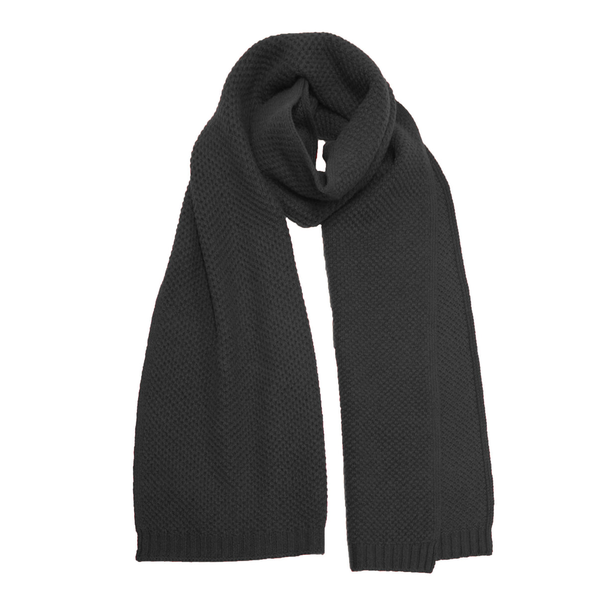 Heavy Seed stitch knitted Cashmere Scarf Milkyway Black - Hommard