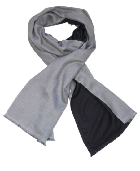 Pashmina Cashmere Silk Woven Double Face Scarf Dark Grey Silver