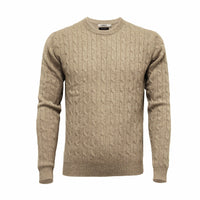 Camel Men´s Cashmere Crew Neck Cable Sweater - Hommard