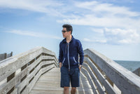 Donegal Blue Men's Cashmere Hooded Zipper Sweater Nowra - Hommard