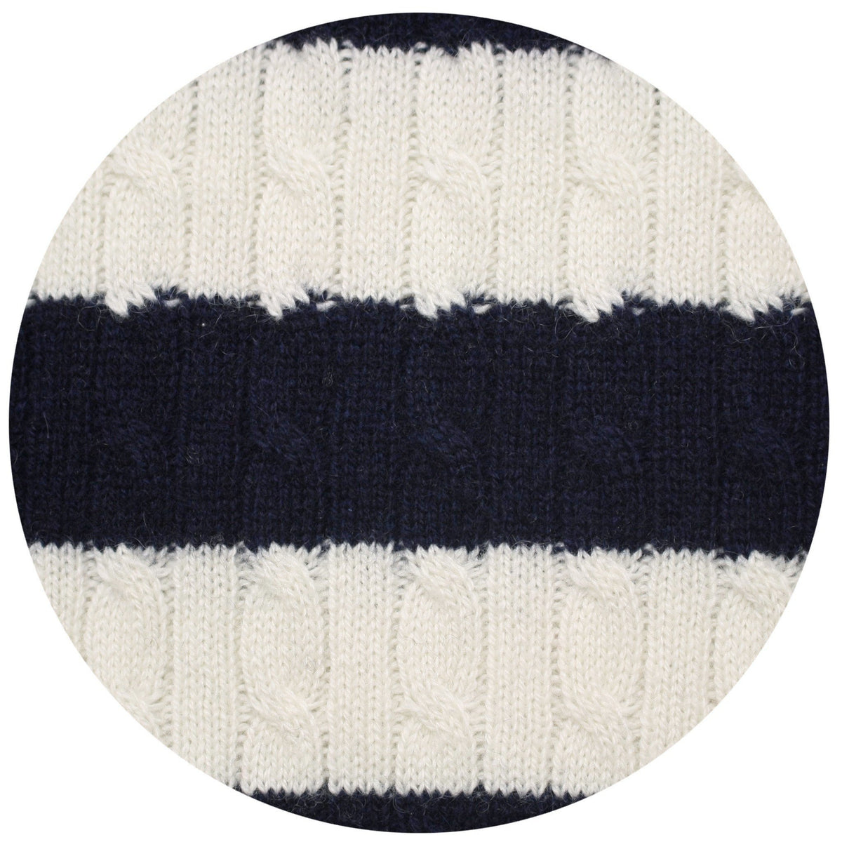 Men´s Cashmere Sweater Striped Cable Crew Neck in Silk Cashmere - Hommard