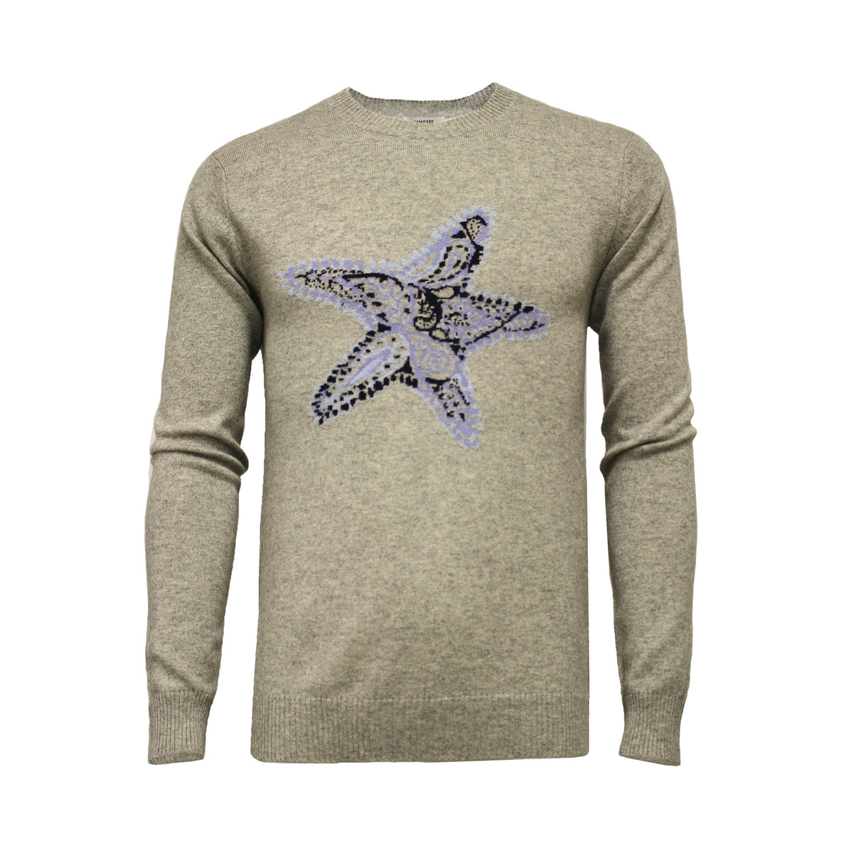 Grey Crew Neck Star Fish Intarsia - Hommard