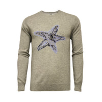 Grey Crew Neck Star Fish Intarsia - Hommard
