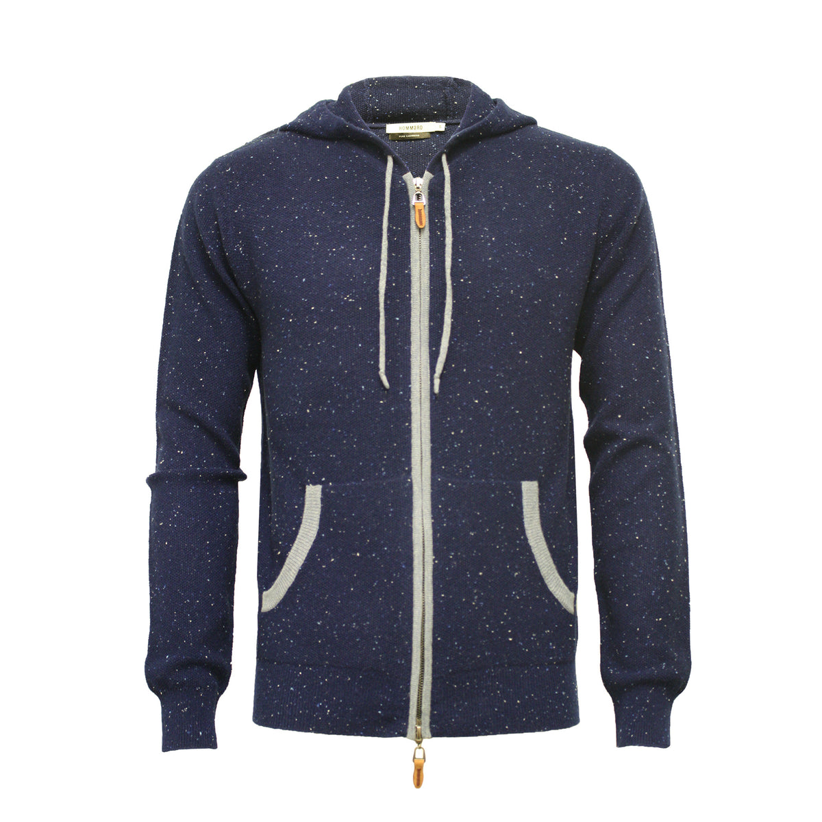 Donegal Blue Men's Cashmere Hooded Zipper Sweater Nowra - Hommard