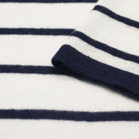 Cotton Ramie Striped Short Sleeve T-Shirt Breton sleeve