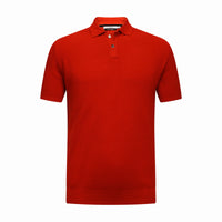 Cotton Cashmere Polo Shirt Cancale in fine pique stitch Red