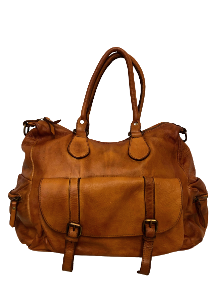 Light Brown Leather Saddle Bag - Hommard
