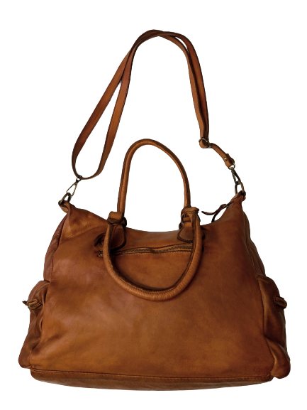 Light Brown Leather Saddle Bag - Hommard
