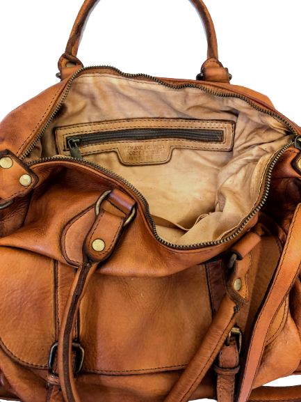 Light Brown Leather Saddle Bag - Hommard