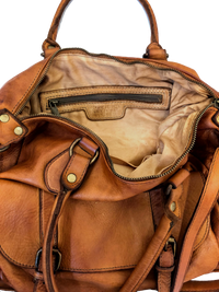 Light Brown Leather Saddle Bag - Hommard