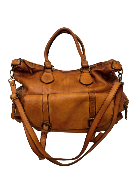 Light Brown Leather Saddle Bag - Hommard
