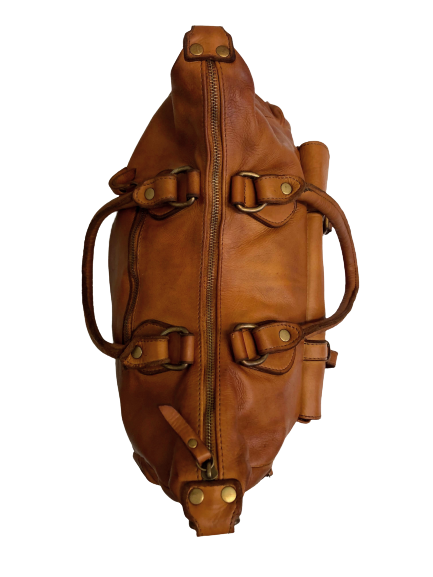 Light Brown Leather Saddle Bag - Hommard