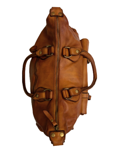 Light Brown Leather Saddle Bag - Hommard