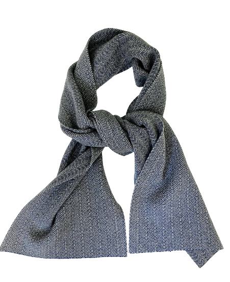Cashmere Herringbone Knitted Scarf Camel BlueBeige