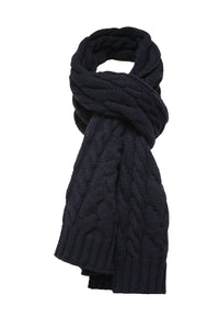 Sherlock Navy Cashmere Double Cable Scarf - Hommard