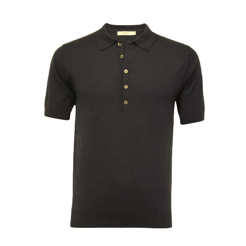Silk Polo Shirt 5 Buttons Navy - Hommard