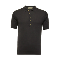 Silk Polo Shirt 5 Buttons Navy - Hommard