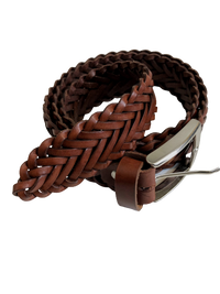 Woven leather belt light brown