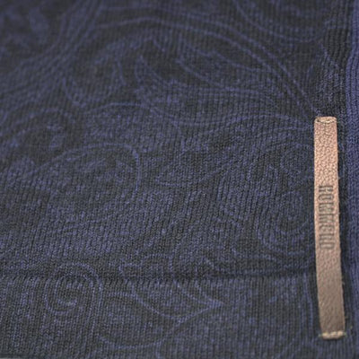 Cotton Cashmere Polo Shirt Printed Navy Tavarua label