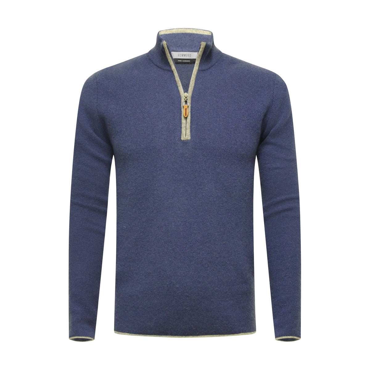 Jeans Grey Cashmere Zip Neck Sweater Verbier in pique stitch