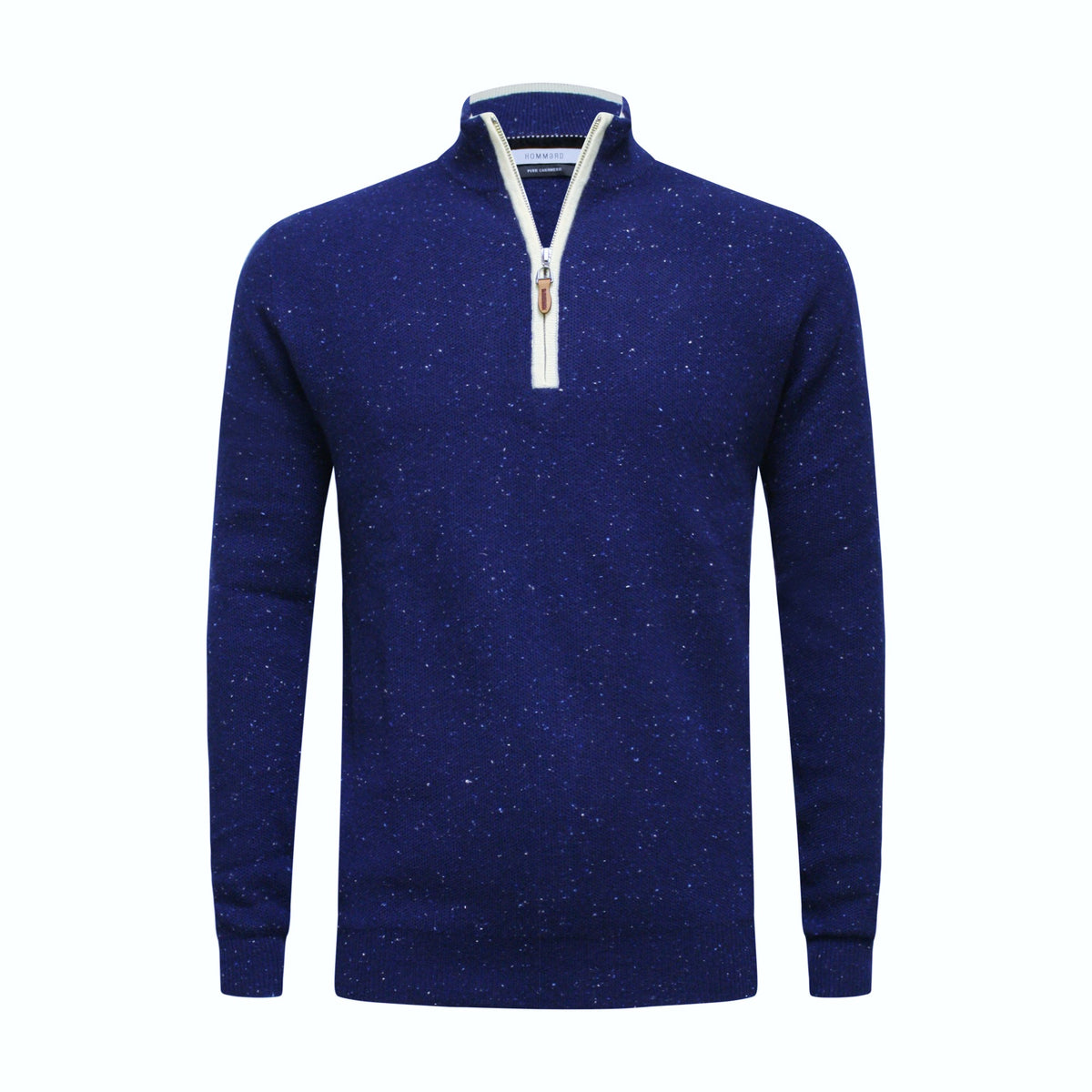 Donegal Maritime Cashmere Zip Neck Sweater Verbier in pique stitch