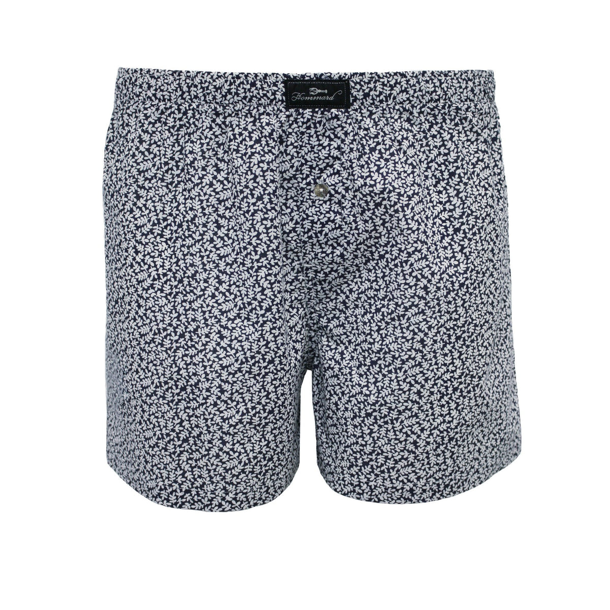 Navy White leaves Men´s Woven Cotton Boxer Shorts - Hommard