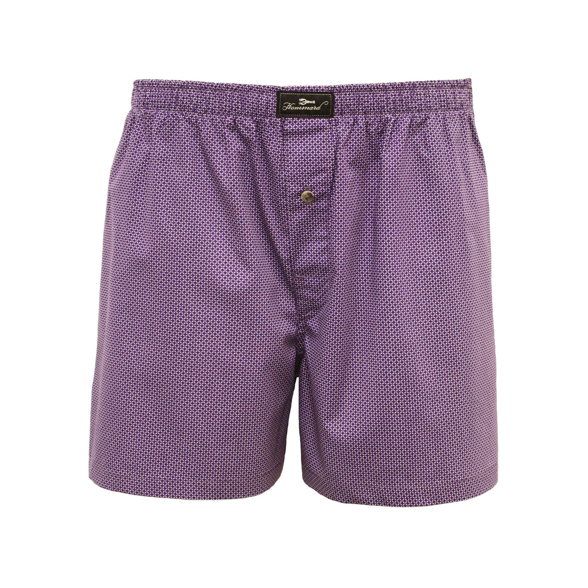 Dark Purple Dot Men´s Woven Cotton Boxer Shorts - Hommard