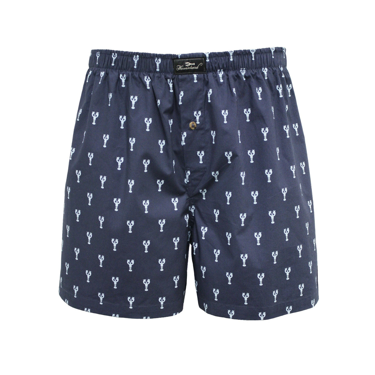 Navy Lobster design Men´s Woven Cotton Boxer Shorts - Hommard