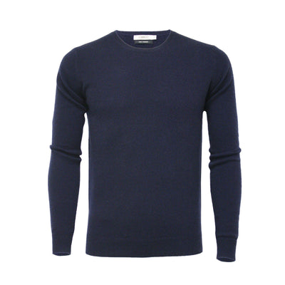 Navy Blue Men´s Cashmere Crew Neck Sweater - Hommard