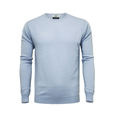 Men´s Cashmere Crew Neck Sweater Light Blue - Hommard