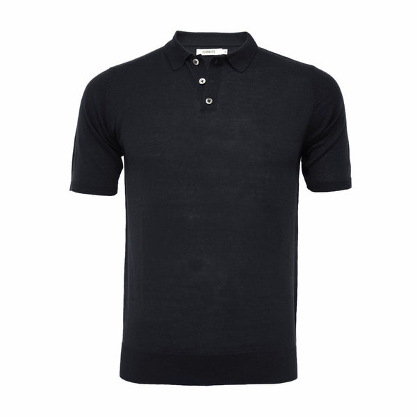 Pure Silk Polo Shirt Nantucket 3 Buttons Black Hommard
