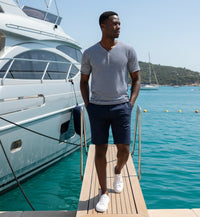 Silk Cashmere Striped Short Sleeve T-Shirt Anguilla