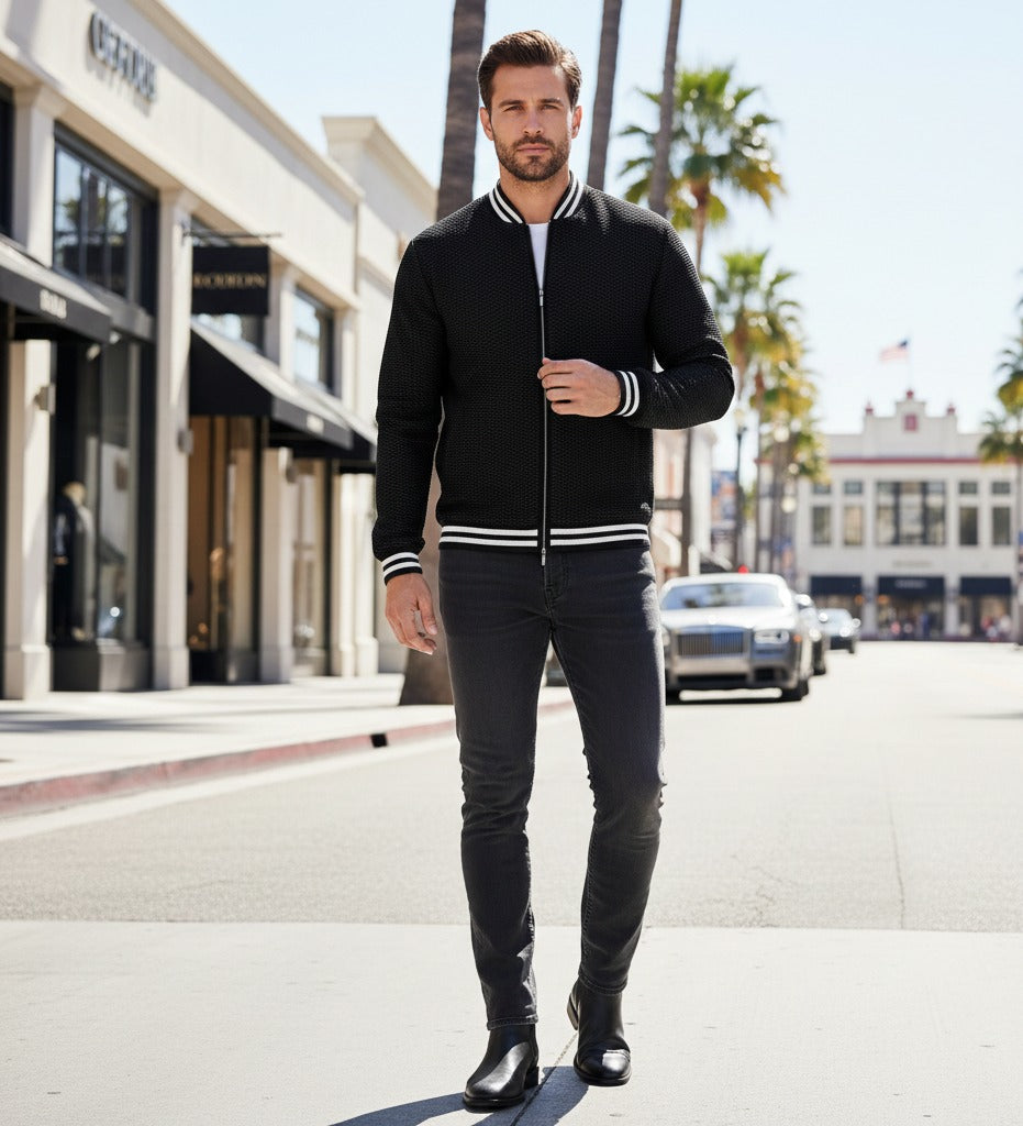 Graphic Zipper Cardigan Antea Black Silver