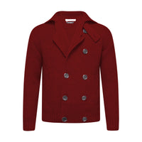 Cashmere Double Breasted Pea Coat in Seed Stitch Bordeaux Brixen