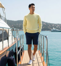 Cashmere Crew Neck Cable Sweater Yellow