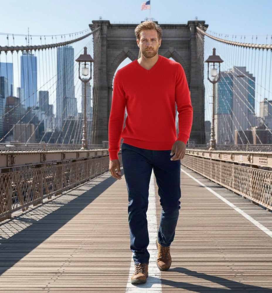 Cashmere V Neck Sweater Bordeaux