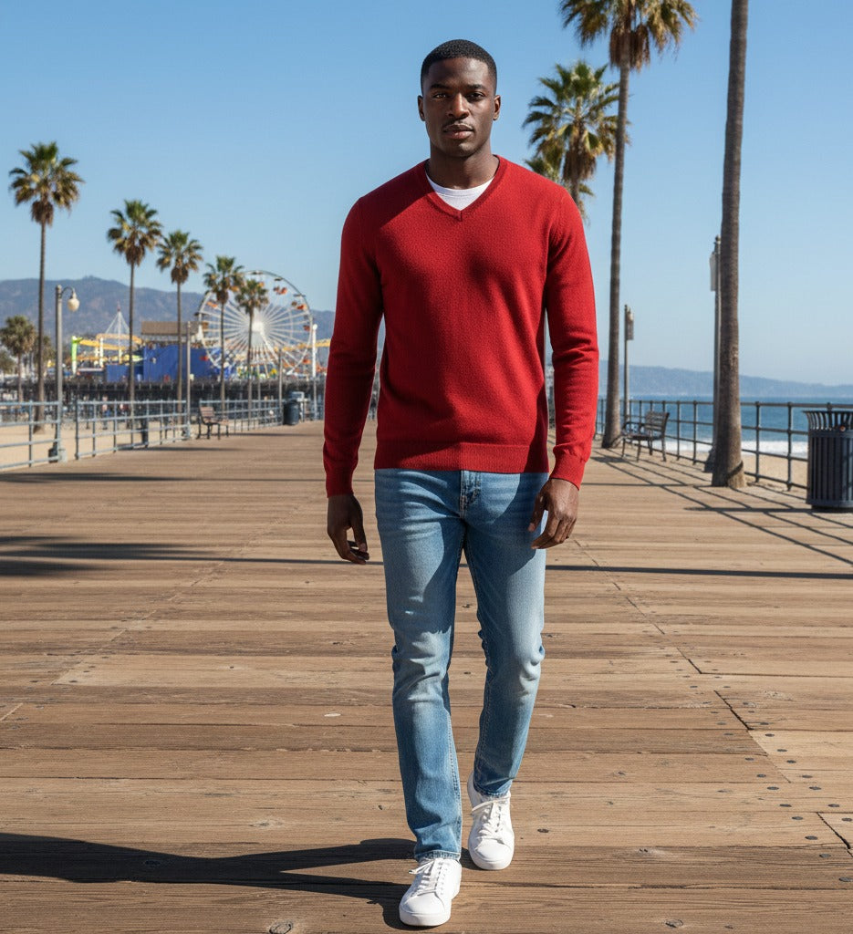 Cashmere V Neck Sweater Bordeaux