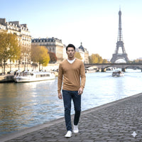 Cashmere V Neck Sweater Camel