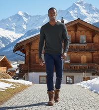 Cashmere V Neck Sweater Charcoal