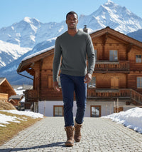 Cashmere V Neck Sweater Mid Grey